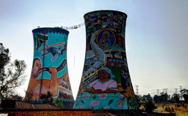 Former powerplant, cooling tower, now is tower for BASE jumping - 25-08-2013, johannesburg. South Africa