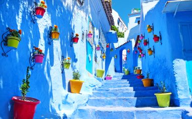 Traditional moroccan architectural details in Chefchaouen, Moroc